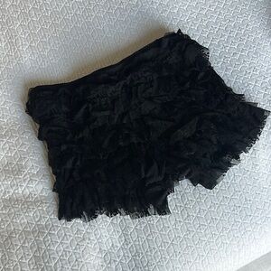Free People High Waist Black Ruffle Shorts